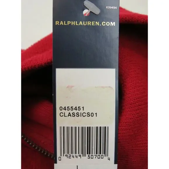 NWT RALPH LAUREN POLO RED COTTON LONG SLEEVE ESTATE RIB QUARTER ZIP PULLOVER XL - Picture 8 of 12